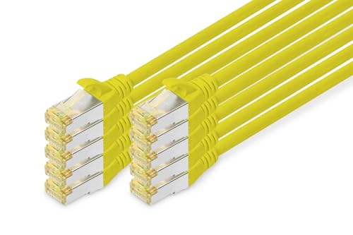DIGITUS LAN Kabel Cat 6A - 2m - 10 Stück - RJ45 Netzwerkkabel - S/FTP Geschirmt - Kompatibel zu Cat-6 & Cat-7 - Gelb von DIGITUS