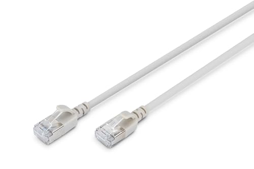DIGITUS LAN Kabel Cat 6A – 2m – Slim Version AWG 32/7 – 10 Gbit/s – RJ45 Netzwerkkabel – F/FTP – PoE+ – LSZH – Kompatibel zu Cat7, Cat6, Cat5e – Grau von DIGITUS