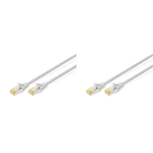 DIGITUS LAN Kabel Cat 6A - 3m - RJ45 Netzwerkkabel - S/FTP Geschirmt - Kompatibel zu Cat-6 & Cat-7 - Grau (Packung mit 2) von DIGITUS