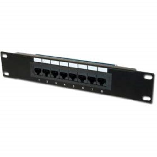 DIGITUS Cat-5e Patchpanel - 8 Ports - RJ45-Buchsen - 10-Zoll Rack-Mount 1HE - LSA Verteilerfeld - Ungeschirmt - Schwarz von DIGITUS