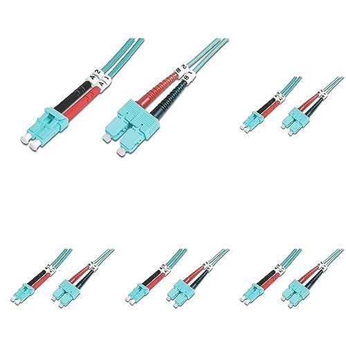 DIGITUS LWL Glasfaserkabel - OM3-1 m - LC auf SC Stecker - LSZH - Duplex Multimode MM 50/125µ - 10 GBit/s - Glasfaser-Patchkabel, Netzwerkkabel, Ethernet-Kabel, LWL-Kabel - Aqua/Türkis von DIGITUS