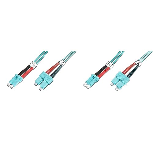 DIGITUS LWL Glasfaserkabel - OM3-5 m - LC auf SC Stecker - LSZH - Duplex Multimode MM 50/125µ - 10 GBit/s - Glasfaser-Patchkabel, Netzwerkkabel, Ethernet-Kabel, LWL-Kabel - Aqua/Türkis von DIGITUS