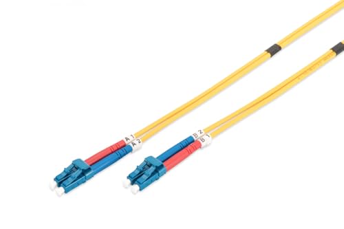DIGITUS DK-2933-01 – Glasfaserkabel OS2 – 1 m – LC zu LC – Duplex LWL Kabel – 1/10 Gbit/s – SM Singlemode Glasfaser LAN Kabel – Fasertyp: 9/125 µ – Gelb (Yellow) von DIGITUS