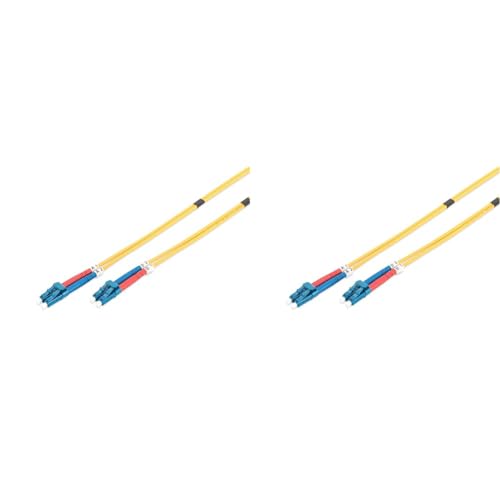 DIGITUS LWL Patch-Kabel OS2-2 m LC auf LC Glasfaser-Kabel - LSZH - Duplex Singlemode 09/125µ - 10 GBit/s - Gelb (Packung mit 2) von DIGITUS