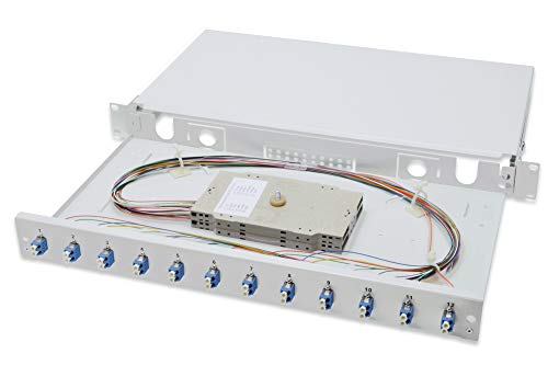 DIGITUS LWL Spleißbox 12 Kupplungen - LC - OS2-1HE 19-Zoll - Single-Mode Duplex - Mit Spleiß-Kassette - Rack-Einbau von DIGITUS
