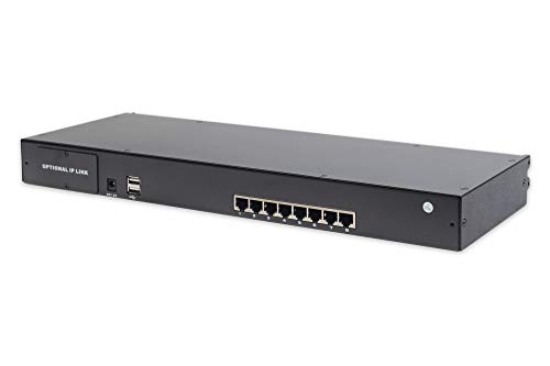 DIGITUS Modularer KVM Switch für DIGITUS KVM Konsolen, 8 Cat5 Ports, 8x Cat5 Dongle (VGA, USB, PS/2), bis zu 60m Übertragungsweg, Schwarz von DIGITUS