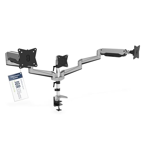 DIGITUS Monitorhalterung - Klemme & Gasdruckfeder - 3 Monitore - Bis 27 Zoll - Bis 3x 6 kg - VESA 75 & 100 - Silber DIGITUS Monitorhalterung - Klemme & Gasdruckfeder - 3 Monitore - Bis 27 Zoll - Bis 3x 6 kg - VESA 75 & 100 - Silber von DIGITUS