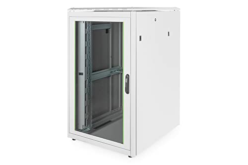 DIGITUS Netzwerkschrank - 19-Zoll Rack 26HE - 80x100 cm - Unique Serie - Traglast 800 kg - Nutztiefe 943 mm - Grau von DIGITUS