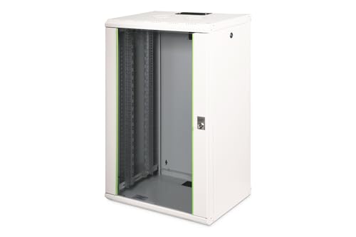 DIGITUS Netzwerk-Schrank 19 zoll 20 HE - Wandmontage - 450 mm Tiefe - Traglast 100 kg - Unique Serie - Glastür - Grau von DIGITUS