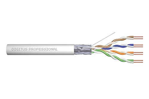 DIGITUS 305 m Cat 5e Netzwerkkabel - F-UTP Simplex - BauPVO Eca - PVC Mantel - 100 MHz Kupfer AWG 24/1 - PoE Kompatibel - LAN Kabel Verlegekabel Ethernet Kabel - Grau von DIGITUS