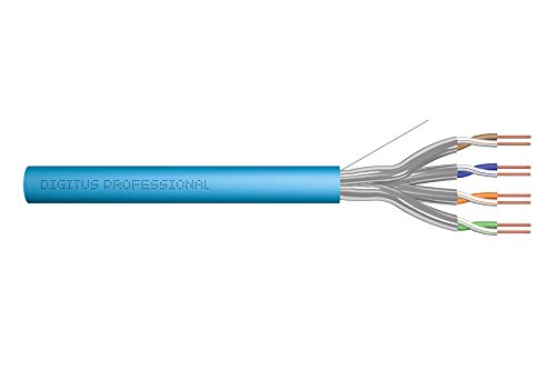 DIGITUS 500 m Cat 6A Netzwerkkabel - U-FTP (PiMF) Simplex - BauPVO Cca - LSZH Halogenfrei - 500 MHz Kupfer AWG 23/1 - PoE+ Kompatibel - LAN Kabel Verlegekabel Ethernet Kabel - Blau von DIGITUS