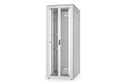 DIGITUS Netzwerkschrank - 19-Zoll Rack 42HE - 80x100 cm - Unique Serie - Traglast 800 kg - Nutztiefe 943 mm - Fronttür 2-Flügelig - Grau von DIGITUS