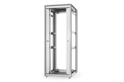 DIGITUS Netzwerkschrank - 19-Zoll Rack 42HE - 80x100 cm - Unique Serie - Traglast 800 kg - Nutztiefe 943 mm - Offenes Gestell - Grau von DIGITUS