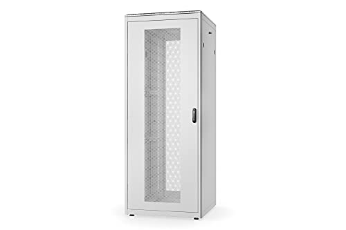 DIGITUS Netzwerkschrank - 19-Zoll Rack 42HE - 80x80 cm - Unique Serie - Traglast 800 kg - Nutztiefe 743 mm - Türen Perforiert (1-Flügelig) - Grau von DIGITUS