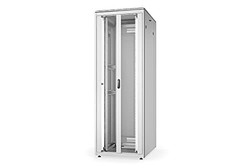 DIGITUS Netzwerkschrank - 19-Zoll Rack 47HE - 80x100 cm - Unique Serie - Traglast 800 kg - Nutztiefe 943 mm - Fronttür 2-Flügelig - Grau von DIGITUS