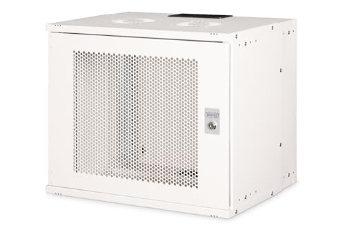DIGITUS Netzwerkschrank - 19-Zoll Rack 9 HE - Unmontiert - Wandmontage - 400 mm Tiefe - 327 mm Nutztiefe - Traglast 60 kg - perforierte Stahltür - SOHO Pro-Serie - Grau von DIGITUS