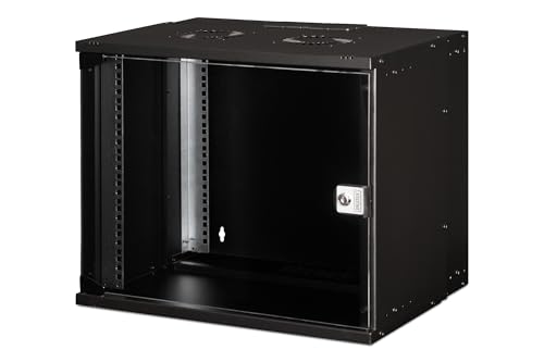 DIGITUS Netzwerkschrank - 19-Zoll Rack 9 HE - Unmontiert - Wandmontage - 400 mm Tiefe - 327 mm Nutztiefe - Traglast 60 kg - Glastür - SOHO Pro-Serie - Schwarz von DIGITUS