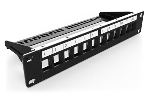 DIGITUS Patchpanel Modular - 12 Ports - 10-Zoll Rack-Montage 1HE - Keystone-Modul Verteilerfeld - Geschirmt - Schwarz DIGITUS Patchpanel Modular - 12 Ports - 10-Zoll Rack-Montage 1HE - Keystone-Modul Verteilerfeld - Geschirmt - Schwarz von DIGITUS