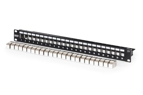 DIGITUS PatchPanel Set – 24 Ports – mit 24x Keystone Modulen DN-93615 – 500 MHz – CAT 6A – Rack-Montage im 19 Zoll Netzwerkschrank – 1 HE – Schwarz DIGITUS PatchPanel Set – 24 Ports – mit 24x Keystone Modulen DN-93615 – 500 MHz – CAT 6A – Rack-Montage im 19 Zoll Netzwerkschrank – 1 HE – Schwarz von DIGITUS