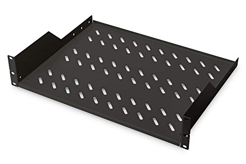 DIGITUS Professional DN-19 TRAY-2-SW - Fachboden zum Festeinbau in 19" Schränke - Traglast 25 kg - ab 450 mm Schranktiefe - 2HE - Farbe schwarz von DIGITUS