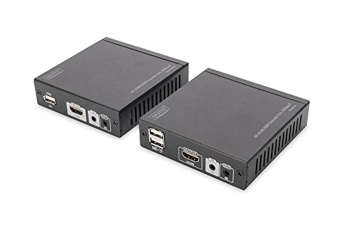 DIGITUS Professional DS-55502 - 4K HDMI KVM-Extender - 30/60 Hz - Set (Sender/Empfänger) - HDBaseT - HDCP 1.4 - bis zu 70 m Reichweite - PoE-fähig - Patchkabel (Cat 5e/6) - schwarz von DIGITUS