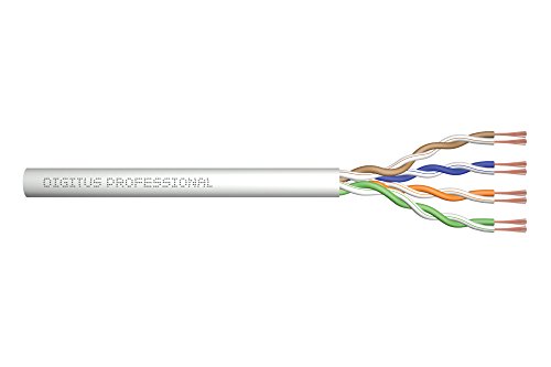 DIGITUS Roh-Patchkabel Cat-6 - Meterware Unkonfektioniert - 100 m - U-UTP Netzwerk-Kabel - LSZH - AWG 26/7 - Grau von DIGITUS