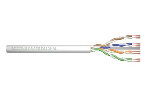 DIGITUS Roh-Patchkabel Cat-6A - Meterware Unkonfektioniert - 100 m - U-UTP Netzwerk-Kabel - LSZH - AWG 26/7 - Grau von DIGITUS