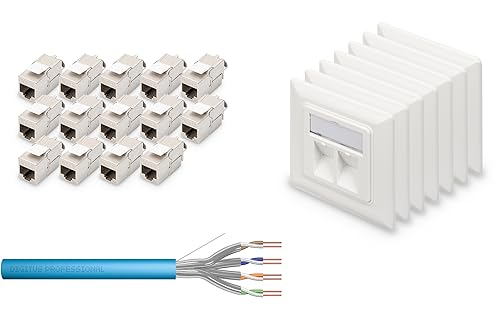 DIGITUS Set: Cat-6A Verlegekabel 305 m + 7x Netzwerkdose für 2 Keystone-Modul + 14x Keystone-Module Cat 6A // Netzwerkkabel Cat.6A U-FTP PiMF Simplex BauPVO Eca LSZH 500 MHz Kupfer AWG 23/1 DIGITUS Set: Cat-6A Verlegekabel 305 m + 7x Netzwerkdose für 2 Keystone-Modul + 14x Keystone-Module Cat 6A // Netzwerkkabel Cat.6A U-FTP PiMF Simplex BauPVO Eca LSZH 500 MHz Kupfer AWG 23/1 von DIGITUS