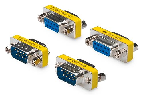 DIGITUS Set: D-Sub 9 Gender-Changer – Adapter – 9-Pin Kupplung – RS-232 – RS-485 – TTL – Metallgehäuse – 1x (Buchse zu Buchse) – 1x (Stecker zu Stecker) von DIGITUS