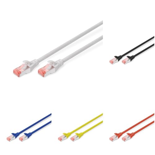 DIGITUS Set: Netzwerkkabel Cat 6 – 10m – 10 Stück – RJ45 Stecker – S/FTP Geschirmt – Ethernet Kabel, LAN Kabel – Kompatibel zu Cat 6A & Cat 7 – 2x Grau / 2x Schwarz / 2x Rot / 2x Gelb / 2x Blau DIGITUS Set: Netzwerkkabel Cat 6 – 10m – 10 Stück – RJ45 Stecker – S/FTP Geschirmt – Ethernet Kabel, LAN Kabel – Kompatibel zu Cat 6A & Cat 7 – 2x Grau / 2x Schwarz / 2x Rot / 2x Gelb / 2x Blau von DIGITUS