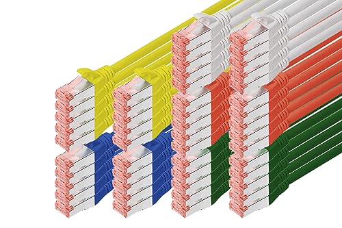 DIGITUS Set: Netzwerkkabel Cat 6 – 2m – 50 Stück – RJ45 Stecker – S/FTP Geschirmt – Ethernet Kabel, LAN Kabel – Kompatibel zu Cat 6A & Cat 7 – 2x Grau / 2x Blau / 2x Grün / 2x Rot / 2x Gelb von DIGITUS