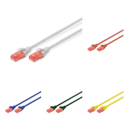DIGITUS Set: Netzwerkkabel Cat 6 – 5m – 10 Stück – RJ45 Stecker – U/UTP Ungeschirmt – Ethernet Kabel, LAN Kabel – Kompatibel zu Cat 6A & Cat 7 – 2x Grau / 2x Rot / 2x Gelb / 2x Grün / 2x Blau DIGITUS Set: Netzwerkkabel Cat 6 – 5m – 10 Stück – RJ45 Stecker – U/UTP Ungeschirmt – Ethernet Kabel, LAN Kabel – Kompatibel zu Cat 6A & Cat 7 – 2x Grau / 2x Rot / 2x Gelb / 2x Grün / 2x Blau von DIGITUS