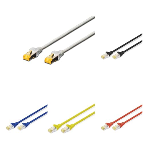 DIGITUS Set: Netzwerkkabel Cat 6A – 10m – 10 Stück – RJ45 Stecker – S/FTP Geschirmt – Ethernet Kabel, LAN Kabel – Kompatibel zu Cat 6 & Cat 7 – 2x Grau / 2x Schwarz / 2x Rot / 2x Gelb / 2x Blau von DIGITUS
