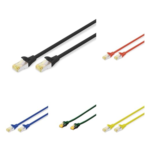 DIGITUS Set: Netzwerkkabel Cat 6A – 5m – 10 Stück – RJ45 Stecker – S/FTP Geschirmt – Ethernet Kabel, LAN Kabel – Kompatibel zu Cat 6 & Cat 7 – 2x Schwarz / 2x Rot / 2x Gelb / 2x Grün / 2x Blau von DIGITUS