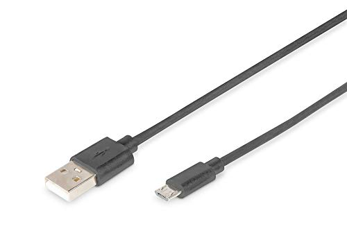 DIGITUS USB 2.0 Anschlusskabel - 1.0 m - USB A (St) zu USB Micro B (St) - 480 Mbit/s - Blister - Schwarz von DIGITUS