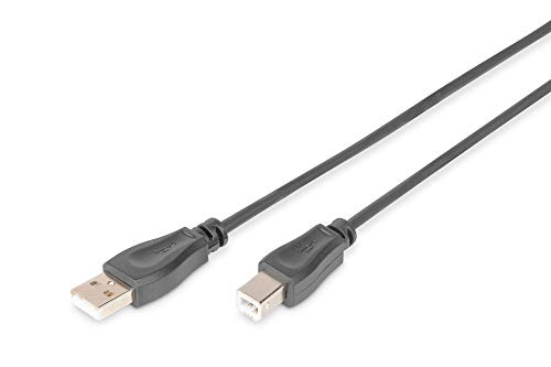 DIGITUS USB 2.0 Kabel – 5m – USB A zu Typ B – 480 Mbps – Verbindungskabel für Computer, Notebooks, Hubs, Drucker – Schwarz von DIGITUS