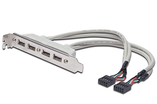 DIGITUS USB 2.0 Slotblech – 0.25 m – 2x IDC (10-Pin) zu 4x USB-A – 480 Mbps – für gänige Computergehäuse – Beige von DIGITUS