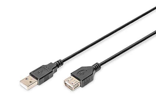 DIGITUS USB 2.0 Verlängerungskabel - 3.0 m - USB A (St) zu USB A (Bu) - 480 Mbit/s - USB-Kompatibel - Schwarz von DIGITUS