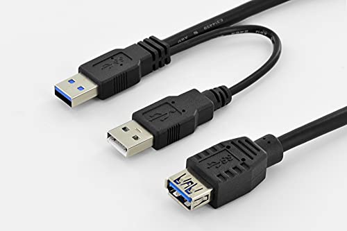 DIGITUS USB 3.2 Gen1 Adapter-Kabel - 0.3 m - 2x USB A (St) zu USB A (Bu) - 5 Gbit/s - USB-Adapter - Blister - Schwarz von DIGITUS