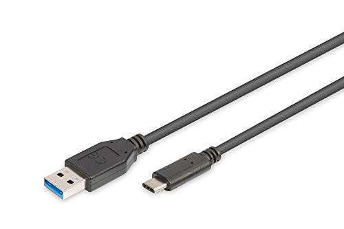 DIGITUS USB 3.2 Gen1 Anschlusskabel - 1.0 m - USB A (St) zu USB C (St) - 5 Gbit/s - Verbindungskabel - Schwarz von DIGITUS
