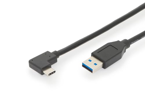 DIGITUS USB 3.2 Gen2 Anschlusskabel - 1.0 m - USB A (St) zu USB C (St) (90°) - 10 Gbit/s - Verbindungskabel - Schwarz von DIGITUS