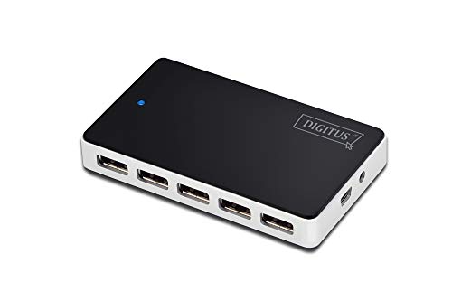 DIGITUS USB-Hub - 10 Ports - High-Speed USB 2.0 - 480 MBit/s - Plug&Play - Anschluss-Kabel 100 cm - Schwarz von DIGITUS