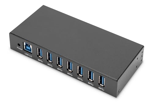 DIGITUS USB-Hub - 7 Ports - 7X USB-A - USB 3.0-5 Gbit/s - USB SuperSpeed - 15 kV ESD-Schutz - Hutschienenmontage - Industrial Serie - Schwarz von DIGITUS