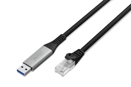 DIGITUS USB Netzwerkkabel – Typ-A zu RJ45 – USB-A 3.2 Gen1 – 1 Gbit/s – 3 m - LSZH – CAT 6A S/FTP – AWG 26 – Plug & Play – Schwarz DIGITUS USB Netzwerkkabel – Typ-A zu RJ45 – USB-A 3.2 Gen1 – 1 Gbit/s – 3 m - LSZH – CAT 6A S/FTP – AWG 26 – Plug & Play – Schwarz von DIGITUS