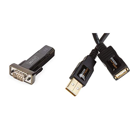 DIGITUS USB auf Seriell Adapter - RS232 Konverter - USB 2.0 Typ-A zu DSUB 9M - FTDI Chipsatz - 80 cm Verlängerungs-Kabel & Amazon Basics 1IGG USB 2.0-Verlängerungskabel A-Stecker auf A-Buchse, 2 m von DIGITUS