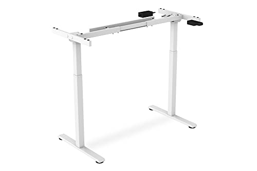 DIGITUS höhenverstellbares Tisch-Gestell elektrisch – 2-stufig – 1 Motor – Bedienfeld – Antikollisionssystem – Für gängige Tischplatten – Weiß von DIGITUS