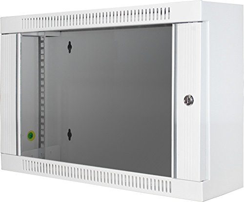 Digitus 106057 Wandschrank für Netze und Elektrogeräte, 6 Einheiten, 19 Zoll, Tiefe 150 mm, Glas, grau von DIGITUS