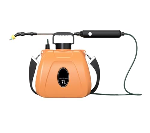DIGNIFE Elektrisches Sprühgerät, 7L wiederaufladbarer Schultersprinkler, elektrischer Handsprüher, zerstäubende Gießflasche, Wassersprüher, Gartenpflanzensprüher(Orange 2000mAh) von DIGNIFE