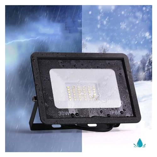 DIGNIFE Scheinwerfer, LED-Flutlicht, wasserdicht IP66 20 W 30 W 50 W 100 W 200 W Reflektorstrahler LED-Flutlicht Außengartenlampe Straßenlaterne(Black_COLD 6000K_1_200W) von DIGNIFE