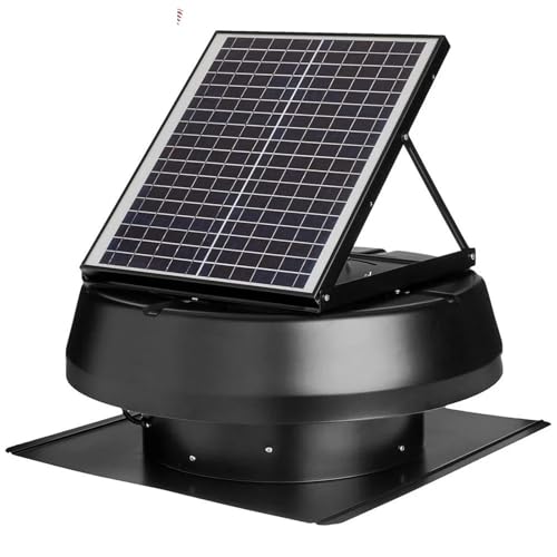 Dachventilator, Smart Thermostat Controlled Solar Dachboden Fan 14" 1750 CFM Schwarz Belüftung System von DIGNIFE